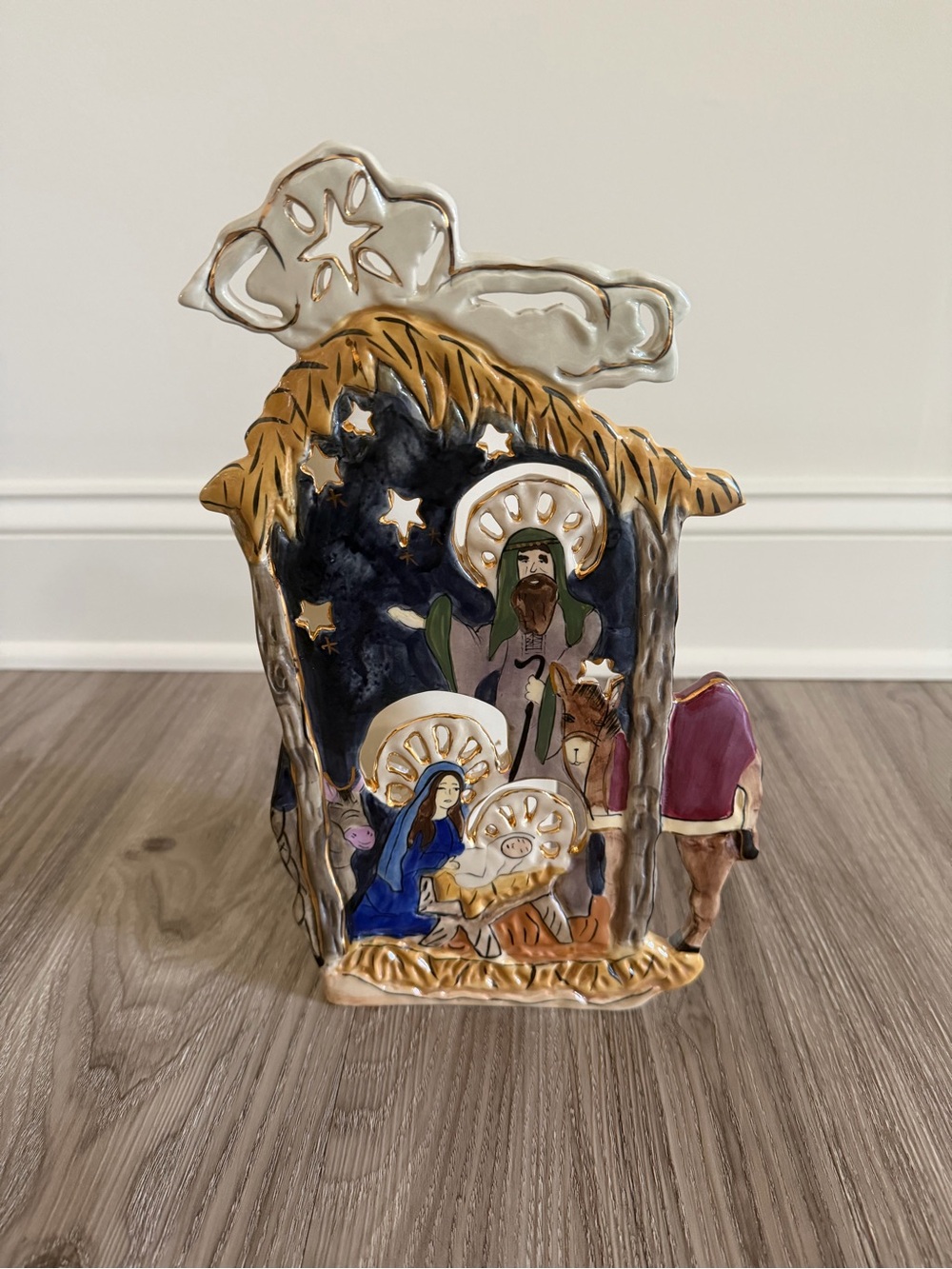 Blue Sky Clayworks "Miracle of the Season" Nativity candle holder, Vintage